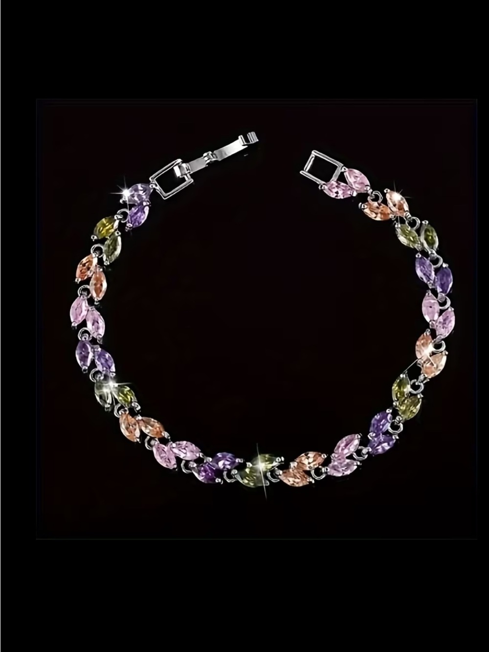Multicolor Tennis Link Bracelet - Women Jewelry